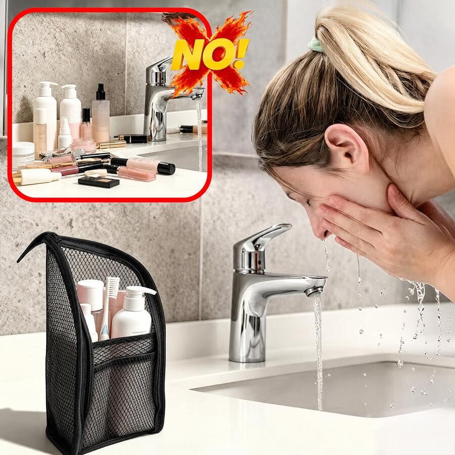 👝 Portable Stand-Up Toiletry Bag -  Ideal For Home, Dorm, Gym And Short Trips