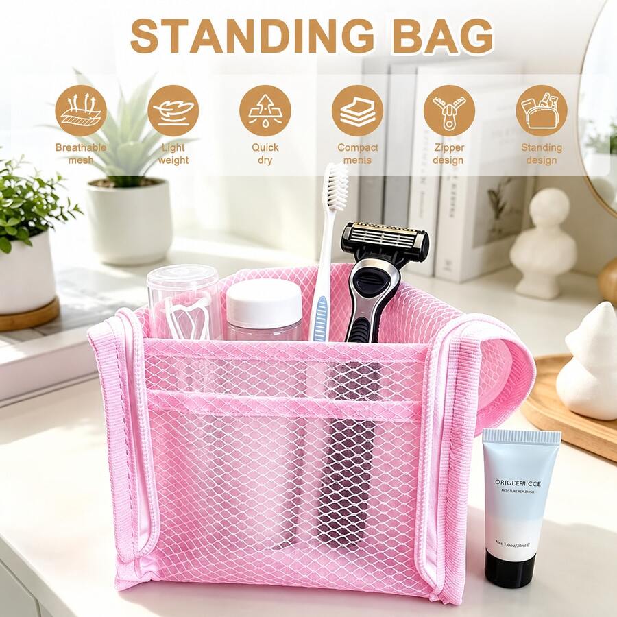 👝 Portable Stand-Up Toiletry Bag -  Ideal For Home, Dorm, Gym And Short Trips