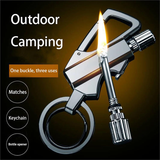 3 in 1 Permanent Match Infinity Lighter with Multitool Keychain Bottle