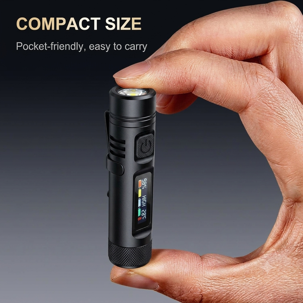 Multifunctional Mini Flashlight Keychain Made of Aluminum Alloy (Lighter + 8 Light modes)