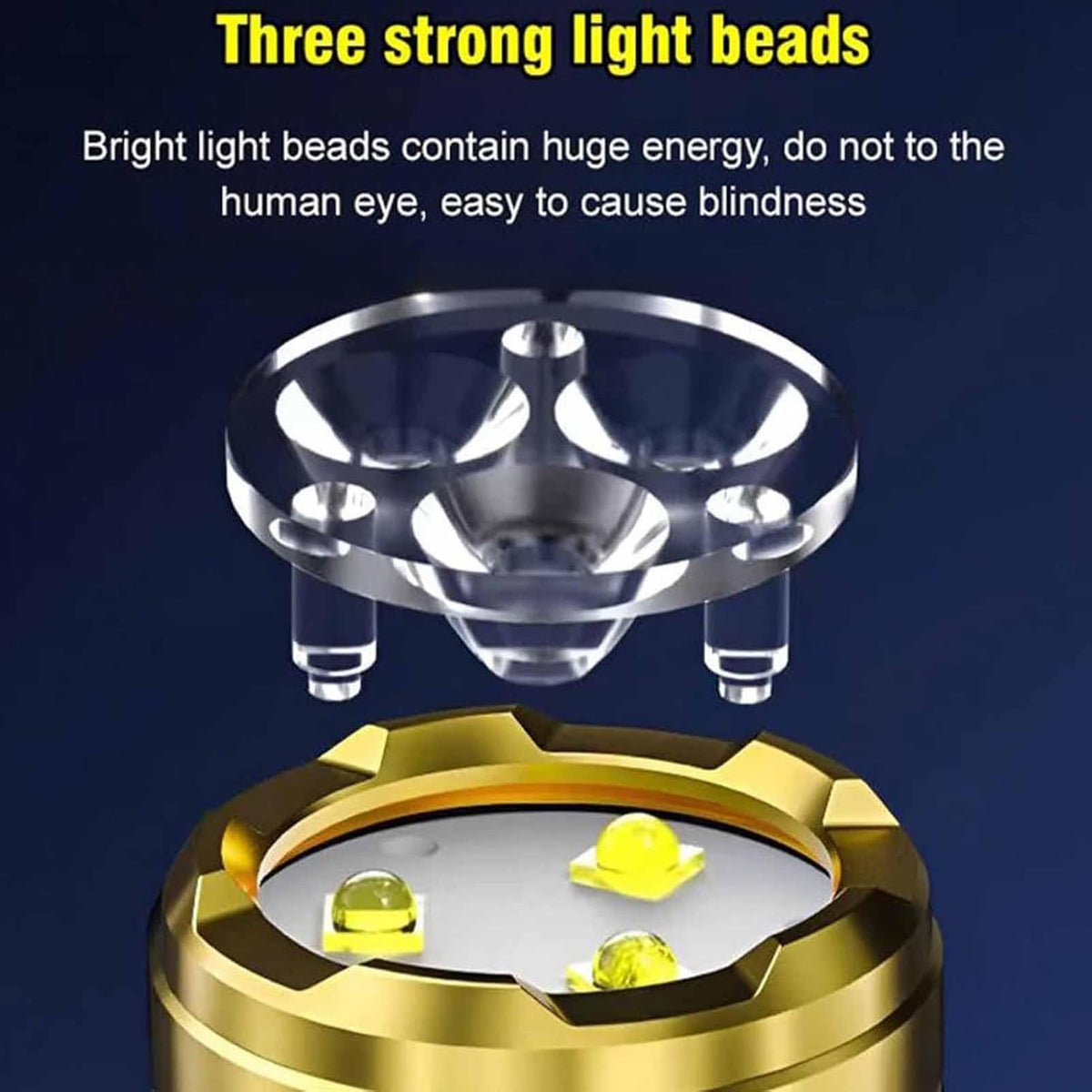 Three-Eyed Monster Ultra-Bright Mini Flashlight Rechargeable Torch (6 Light Modes + Lighter)