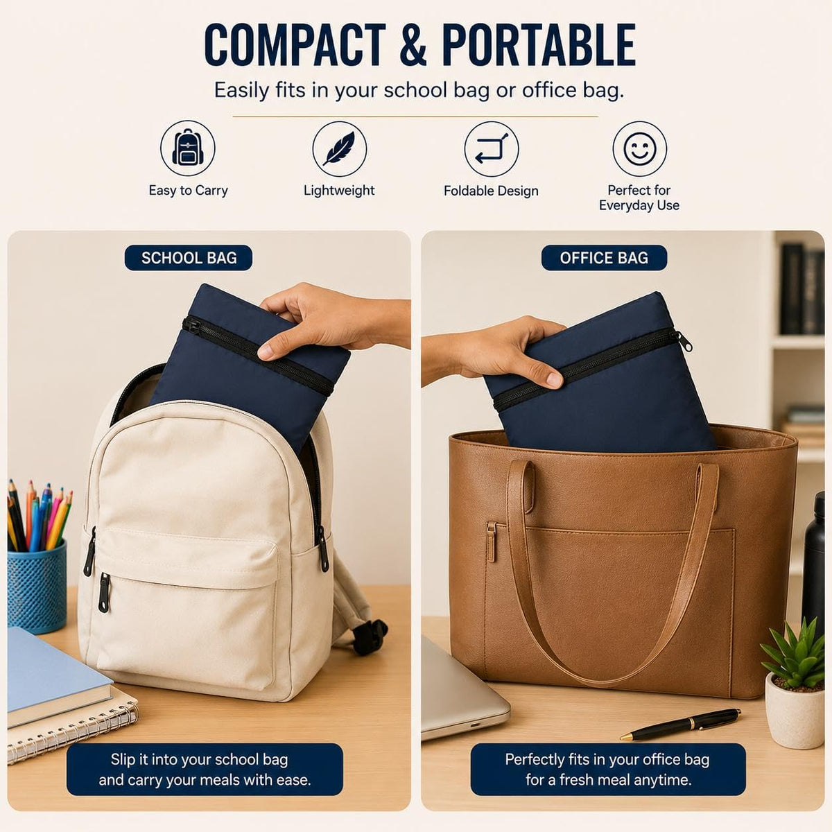 🎒 Portable Insulated Lunch Pouch for Tiffin Box - Ideal for Office, School & Travel