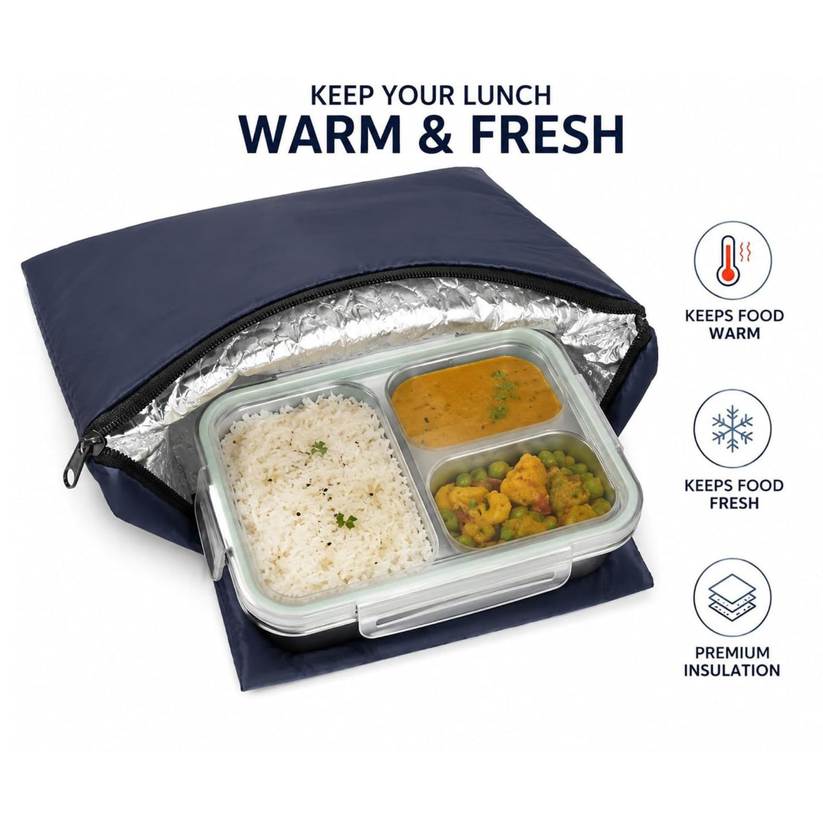 🎒 Portable Insulated Lunch Pouch for Tiffin Box - Ideal for Office, School & Travel