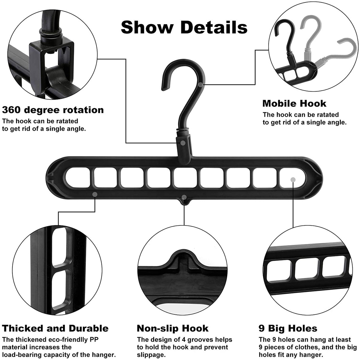 9 Hole Magic Rotating Hanger | Smart Cloth Organizer