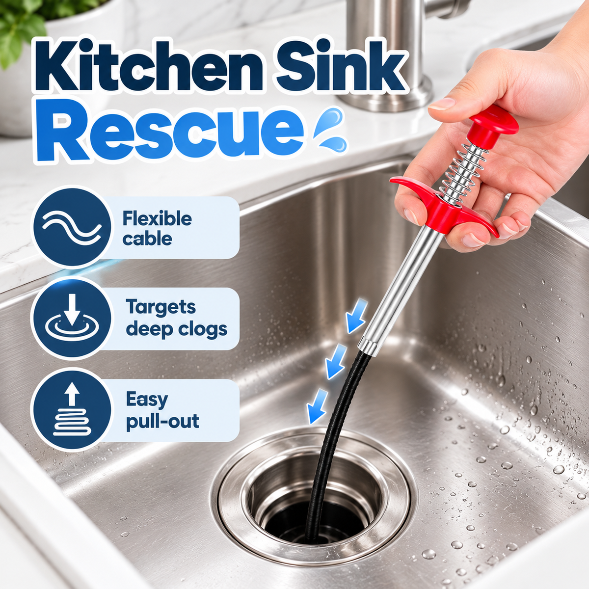 Flexible 4-Claw Grabber Tool for Drain & Pipe Cleaning