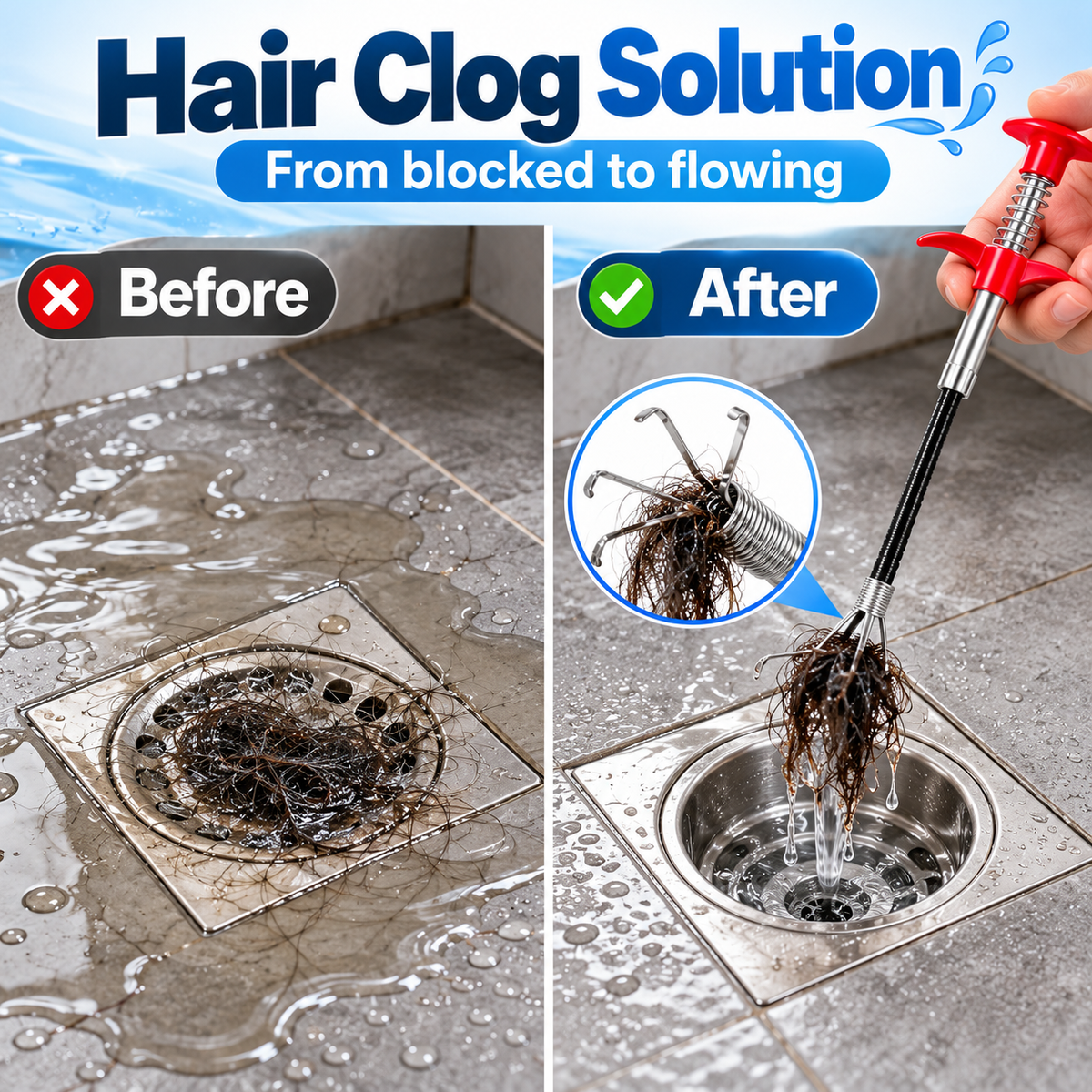 Flexible 4-Claw Grabber Tool for Drain & Pipe Cleaning