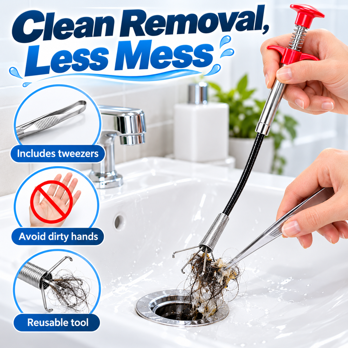 Flexible 4-Claw Grabber Tool for Drain & Pipe Cleaning