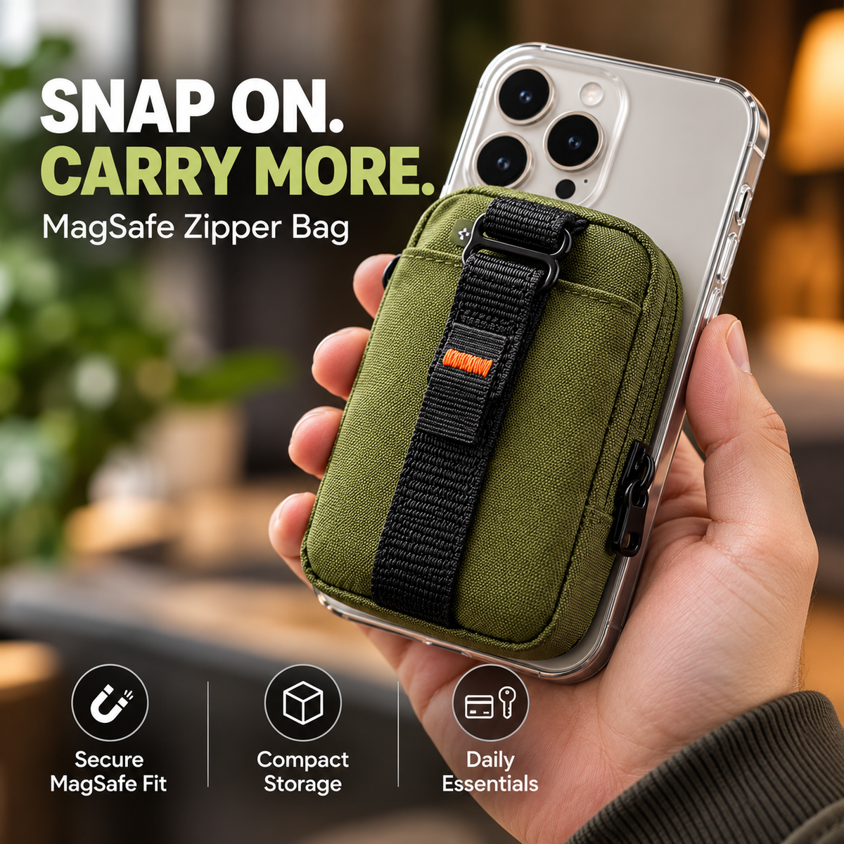 SnapVault™ – Magnetic Phone Wallet & Zipper Pouch