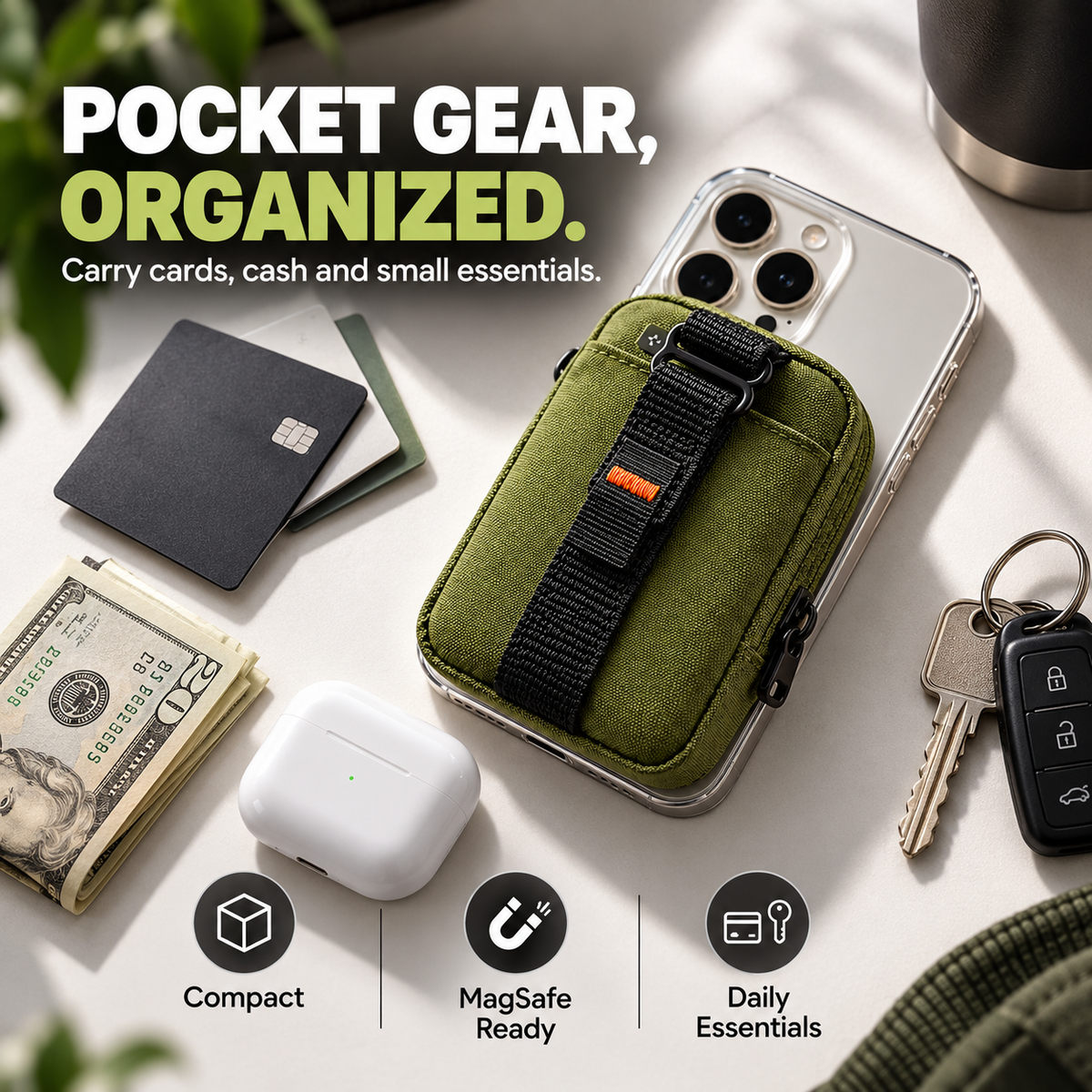 SnapVault™ – Magnetic Phone Wallet & Zipper Pouch