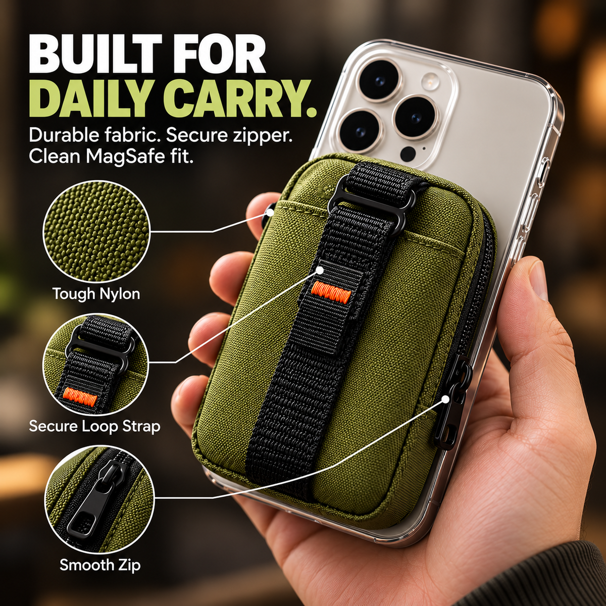 SnapVault™ – Magnetic Phone Wallet & Zipper Pouch
