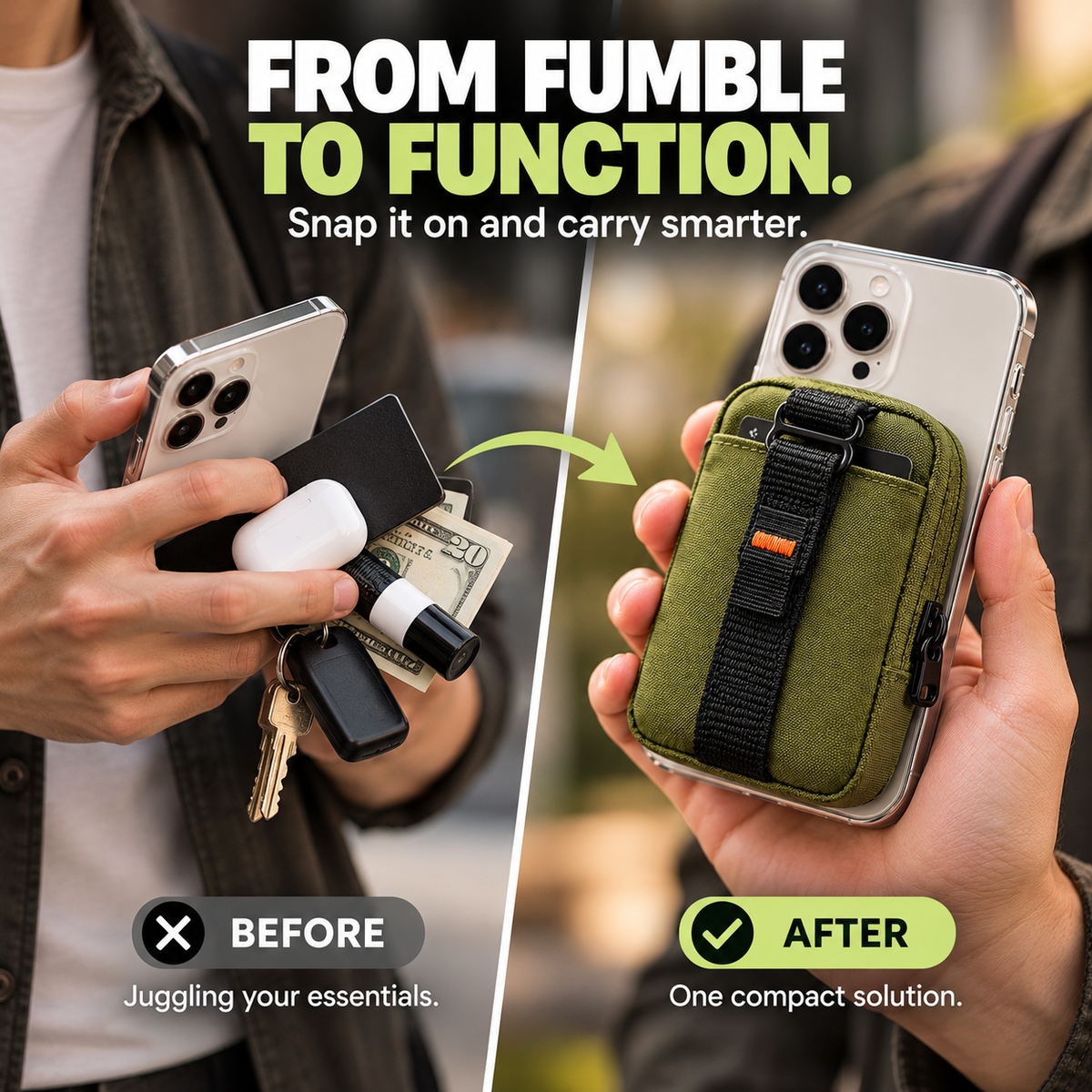 SnapVault™ – Magnetic Phone Wallet & Zipper Pouch