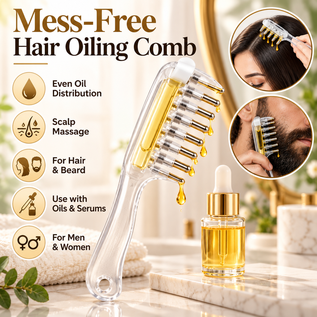 2-in-1 Hair Oil and Serum Applicator - For Scalp and Beard
