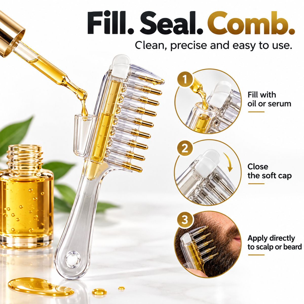 2-in-1 Hair Oil and Serum Applicator - For Scalp and Beard