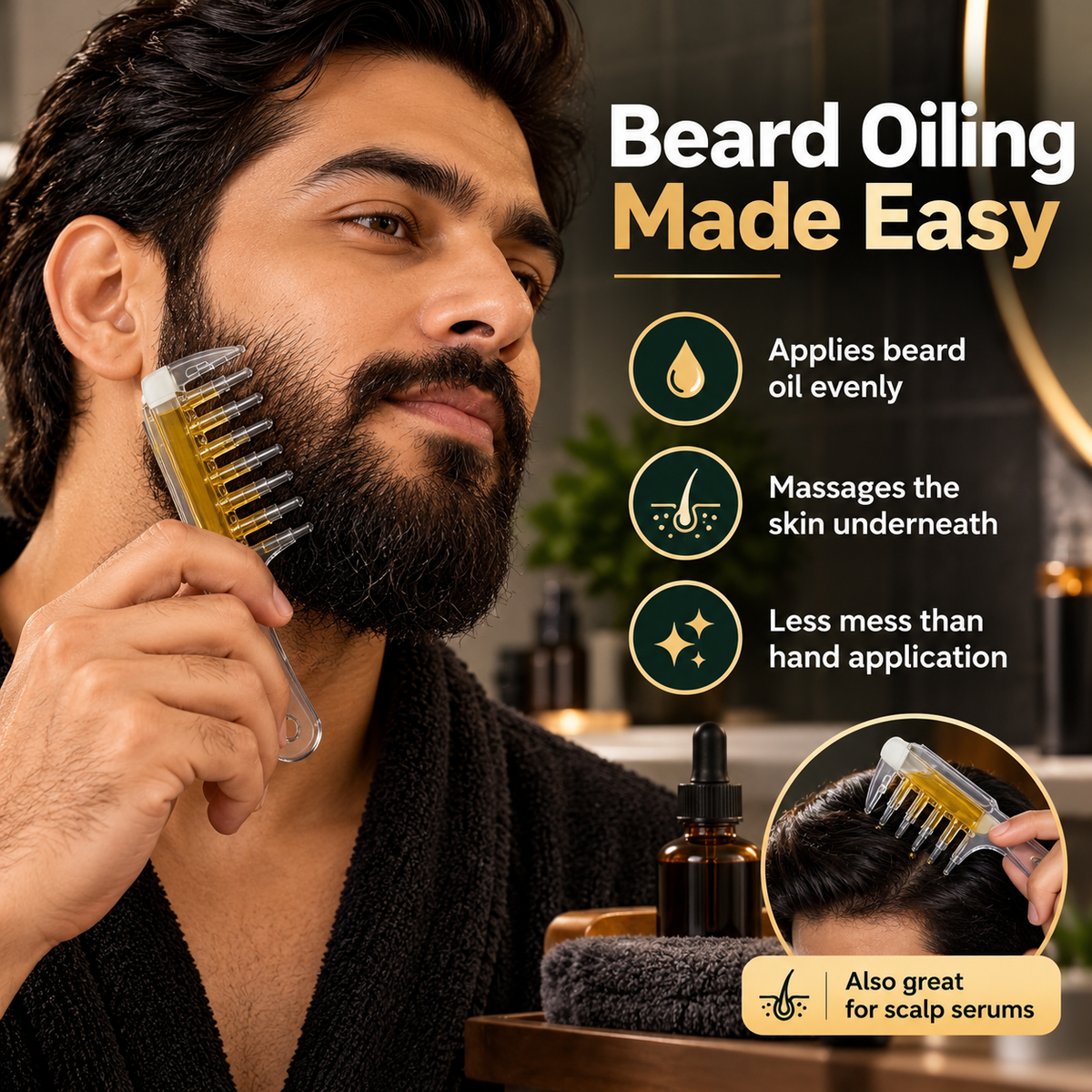 2-in-1 Hair Oil and Serum Applicator - For Scalp and Beard