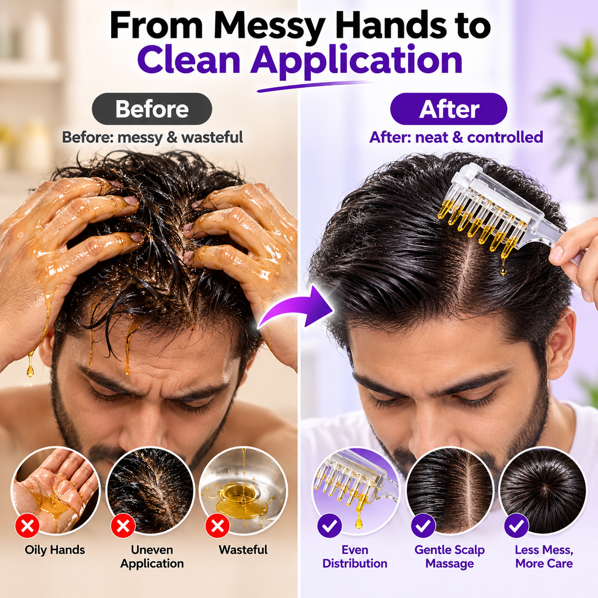 2-in-1 Hair Oil and Serum Applicator - For Scalp and Beard