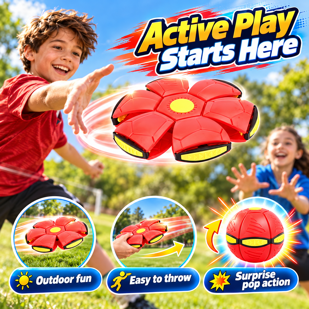 2-in-1 UFO Flat Throw Disc Ball For Kids