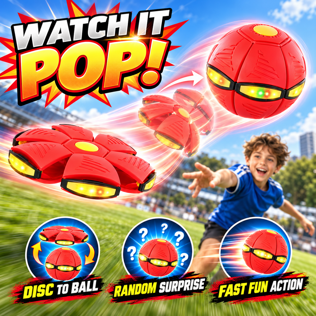 2-in-1 UFO Flat Throw Disc Ball For Kids