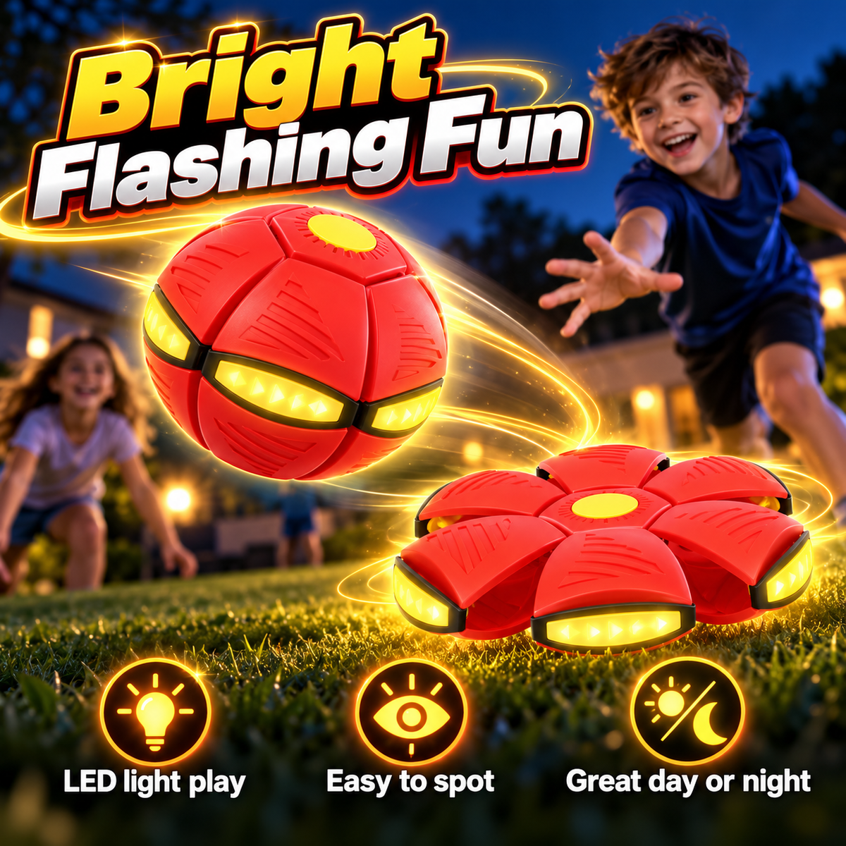 2-in-1 UFO Flat Throw Disc Ball For Kids