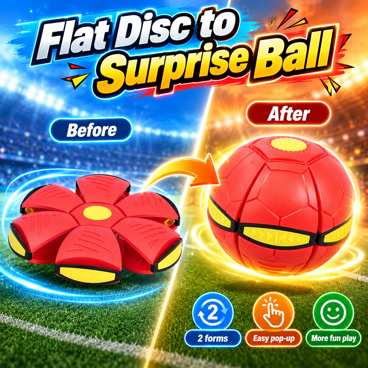 2-in-1 UFO Flat Throw Disc Ball For Kids