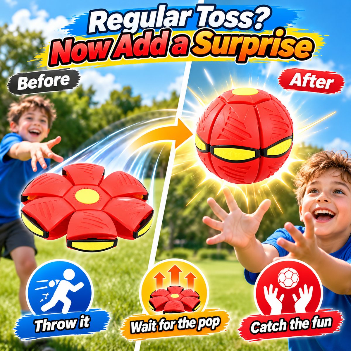 2-in-1 UFO Flat Throw Disc Ball For Kids