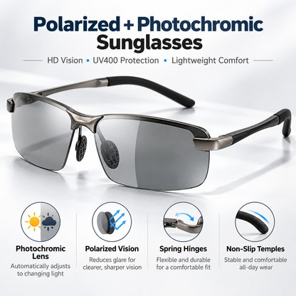 HD Polarized Photochromic Sunglasses UV400 Protection