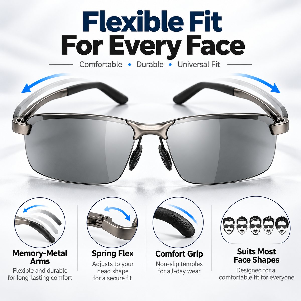 HD Polarized Photochromic Sunglasses UV400 Protection