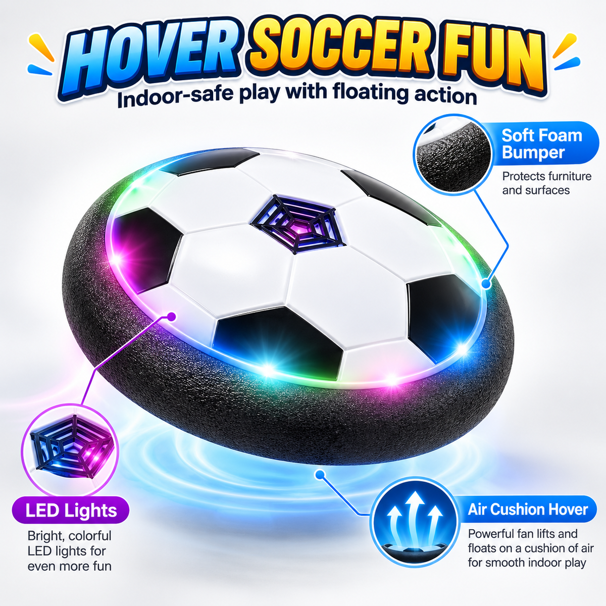 LED Light Hover Soccer Ball - Floating Football Game for Kids