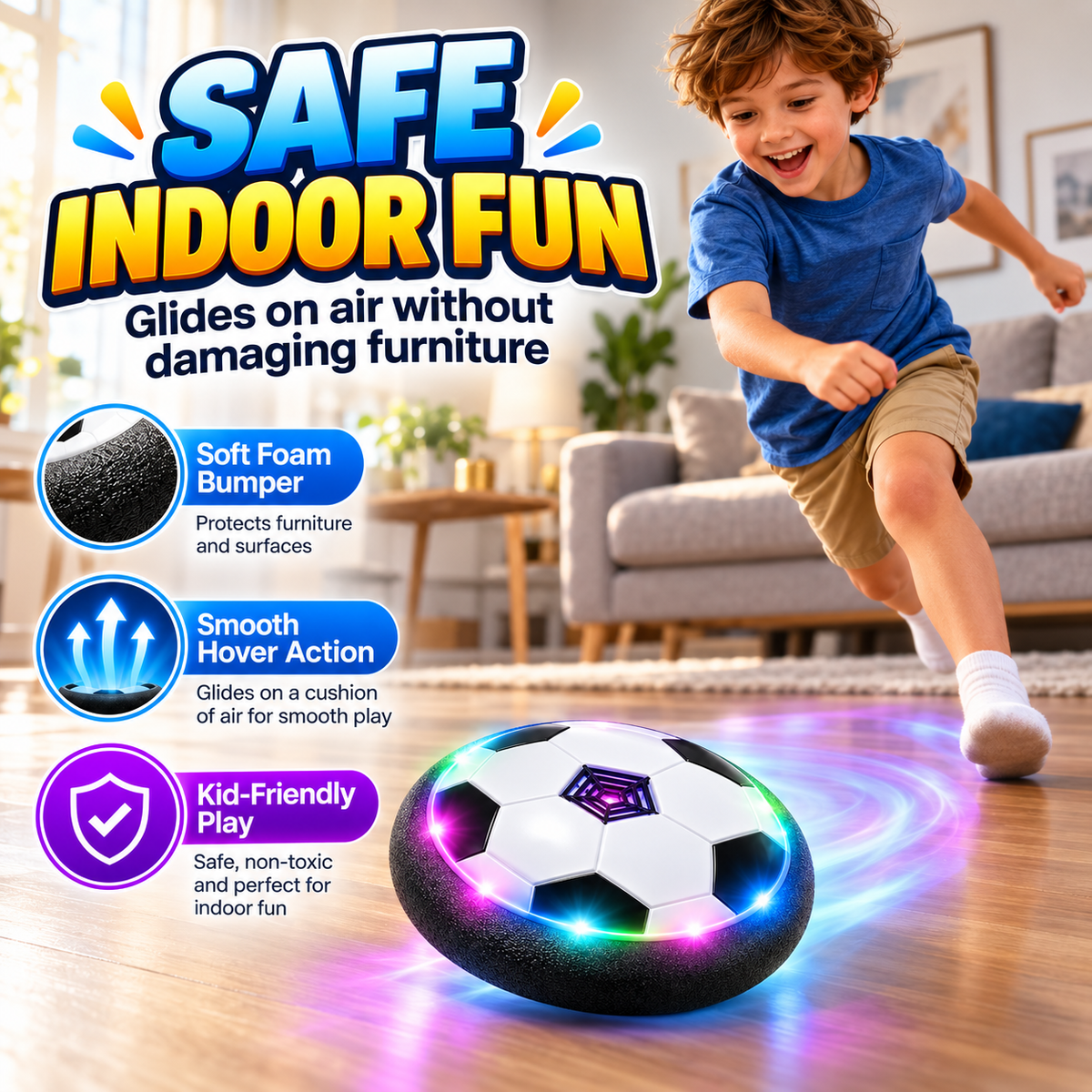 LED Light Hover Soccer Ball - Floating Football Game for Kids