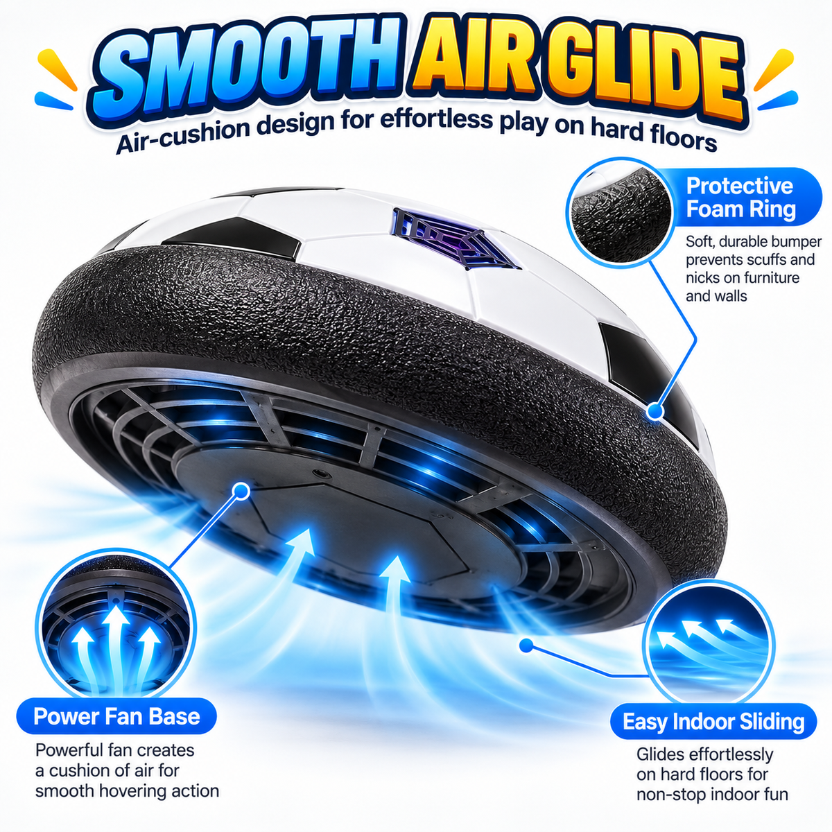 LED Light Hover Soccer Ball - Floating Football Game for Kids