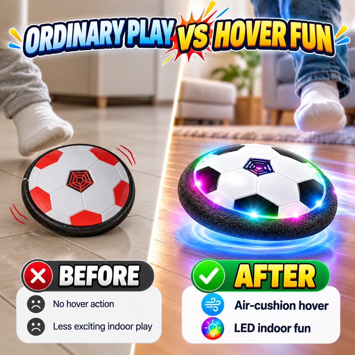 LED Light Hover Soccer Ball - Floating Football Game for Kids