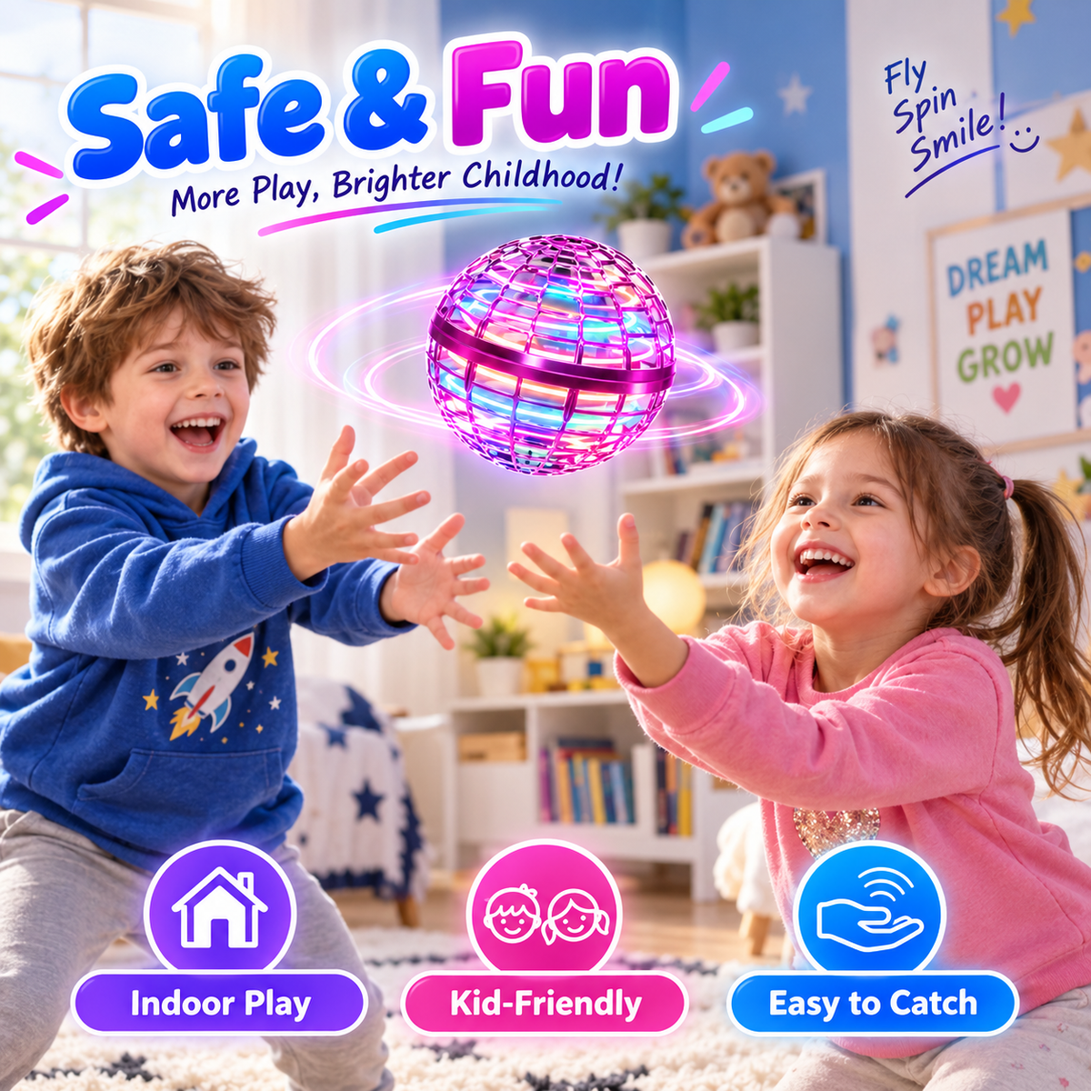 Magic Flying Hover Ball with RGB Lights For Kids