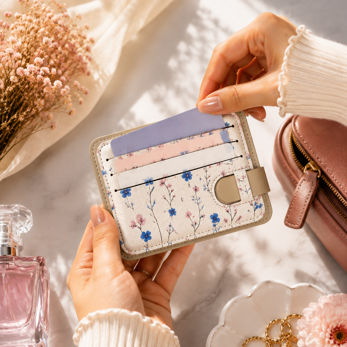 Aesthetic Floral Card Holder Wallet