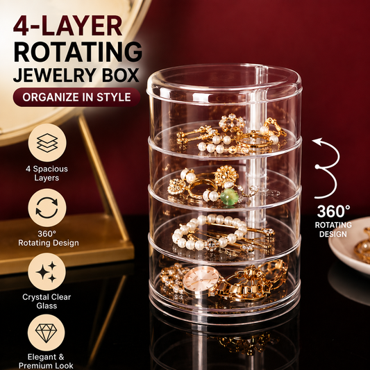 360° Rotating Transparent Glass Jewelry Organizer