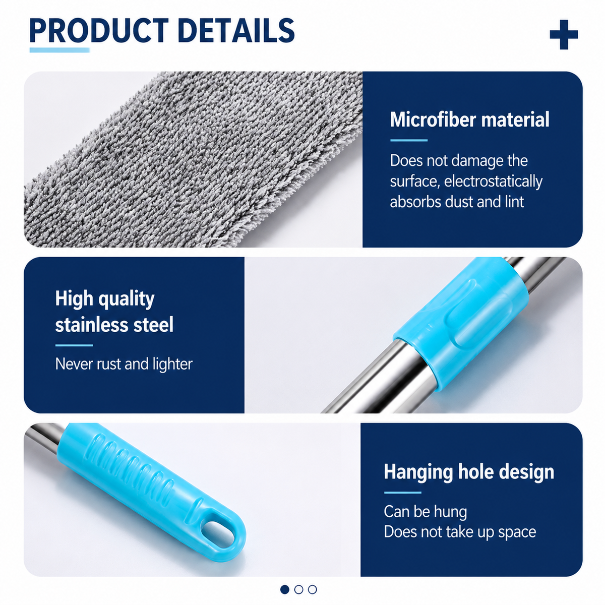 Flexible Microfiber Duster with Long Handle - Easy Sweep Cleaning Mop
