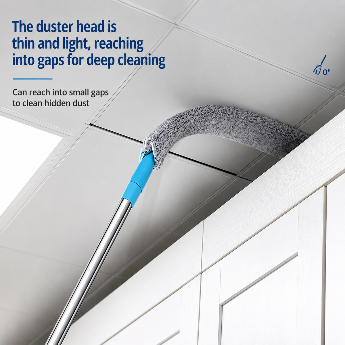 Flexible Microfiber Duster with Long Handle - Easy Sweep Cleaning Mop