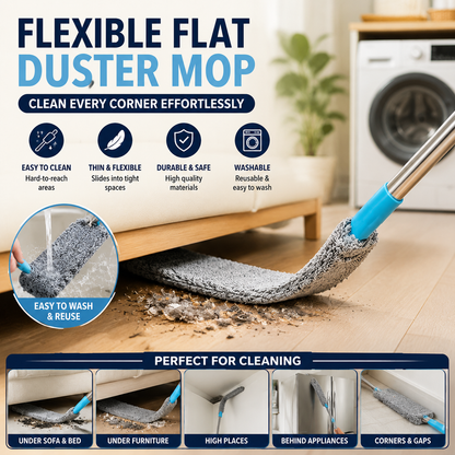 Flexible Microfiber Duster with Long Handle - Easy Sweep Cleaning Mop