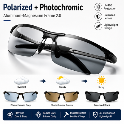 HD Polarized Photochromic Sunglasses UV400 Protection