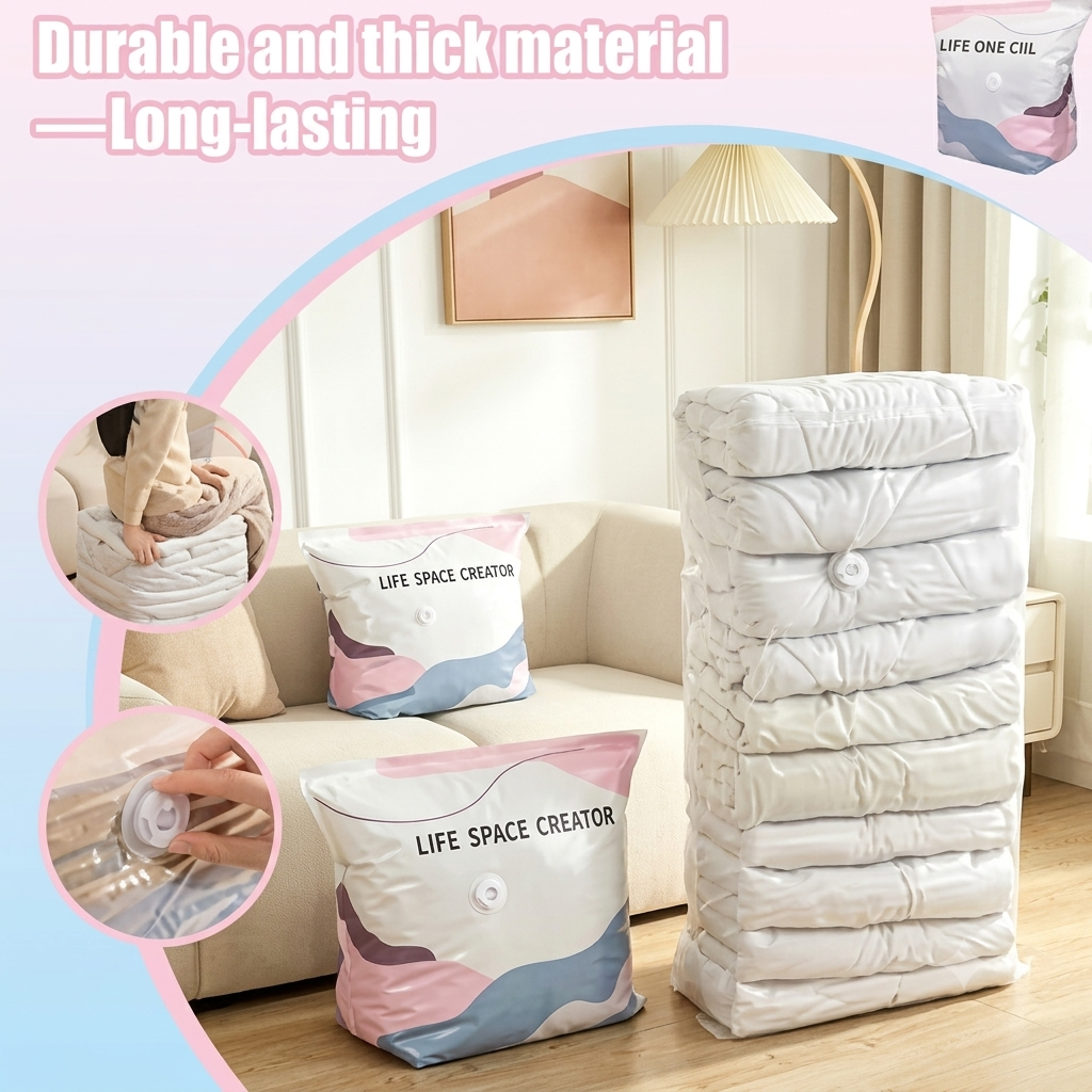 No-Pump 3D Vacuum Storage Bags for Clothes, Comforters and Blankets