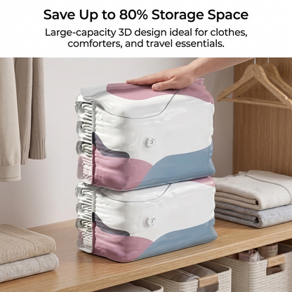 No-Pump 3D Vacuum Storage Bags for Clothes, Comforters and Blankets