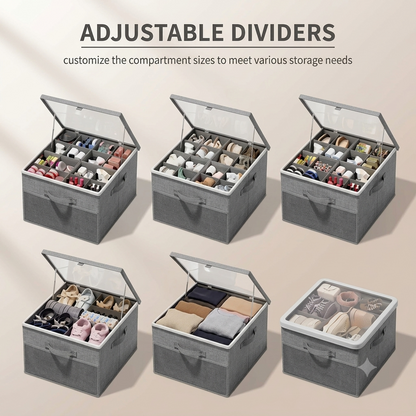 Foldable Shoe Organizer for Closet with Adjustable Dividers