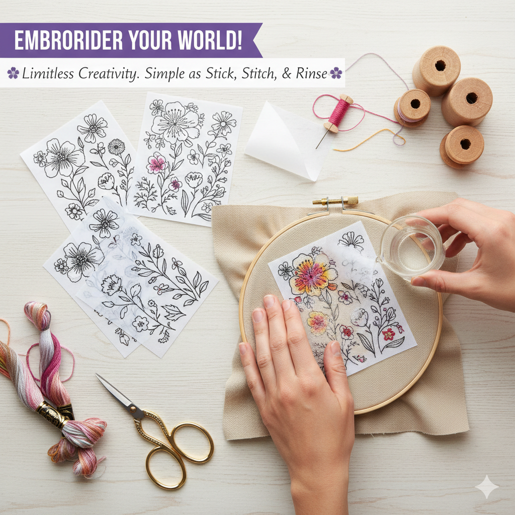 Stick and Stitch Water Soluble Embroidery Flower Patterns