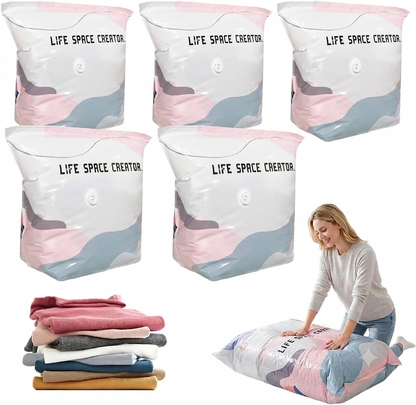 No-Pump 3D Vacuum Storage Bags for Clothes, Comforters and Blankets