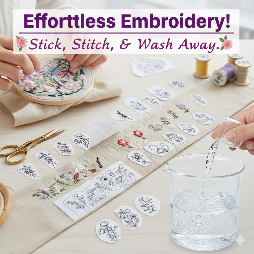 Stick and Stitch Water Soluble Embroidery Flower Patterns