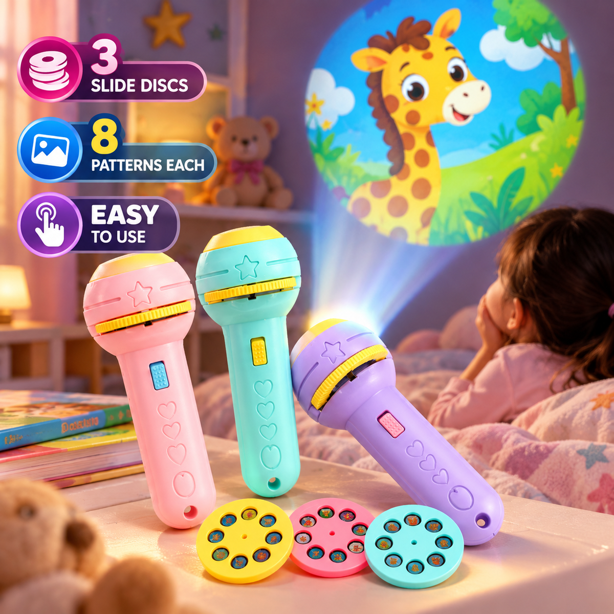 2 in 1 Projector Flashlight For Kids - Imported
