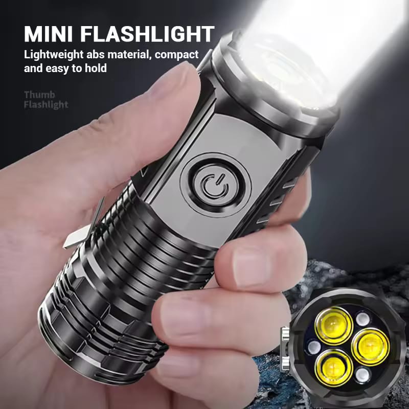 Three-Eyed Monster Ultra-Bright Mini Flashlight Rechargeable Torch (6 Light Modes + Lighter)
