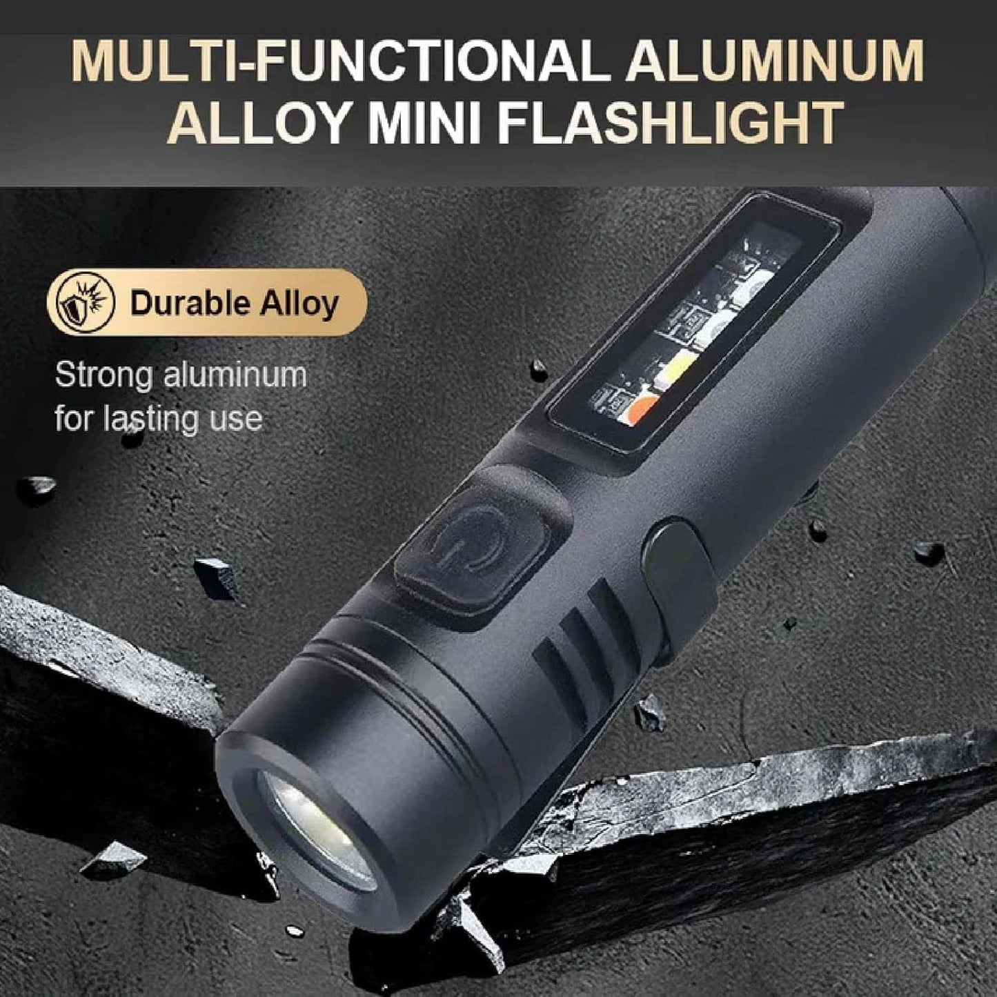 Multifunctional Mini Flashlight Keychain Made of Aluminum Alloy (8 Light modes)