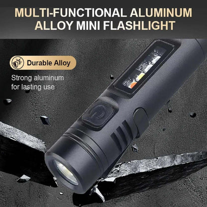 Multifunctional Mini Flashlight Keychain Made of Aluminum Alloy (8 Light modes)